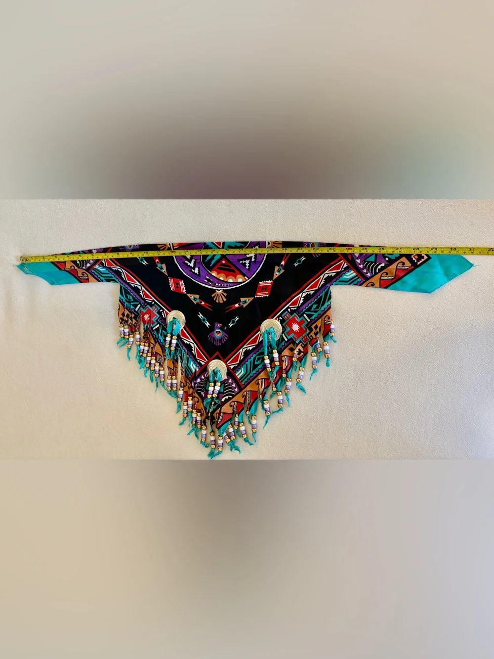 Vintage Wamcraft Beaded Western Bandana Scarf